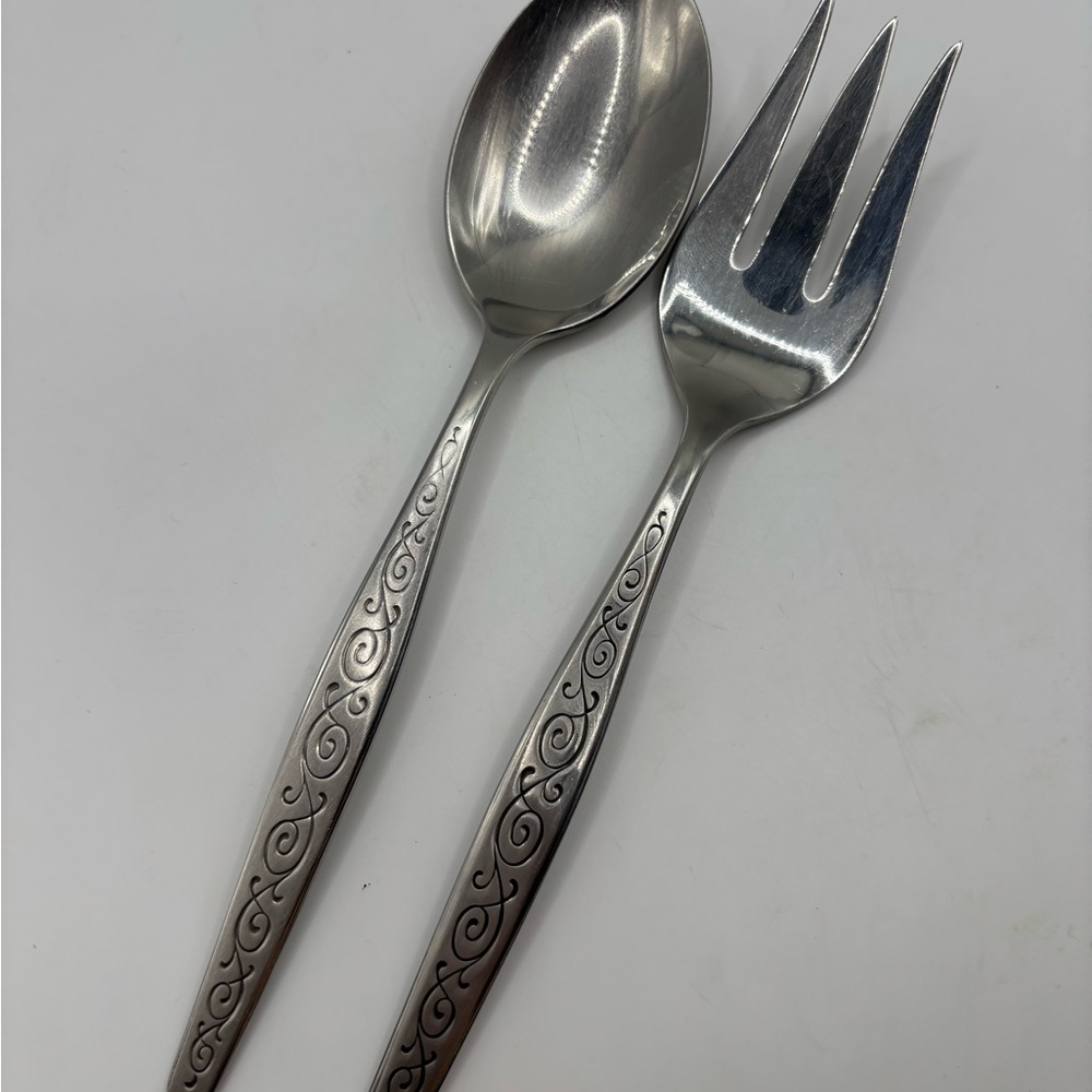 Gorham SPANISH SCROLL Stainless Serving Spoon Meat Fork Flatware Replacement Set